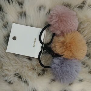EXPRESS Pompom Hair Ties, Set of 3
